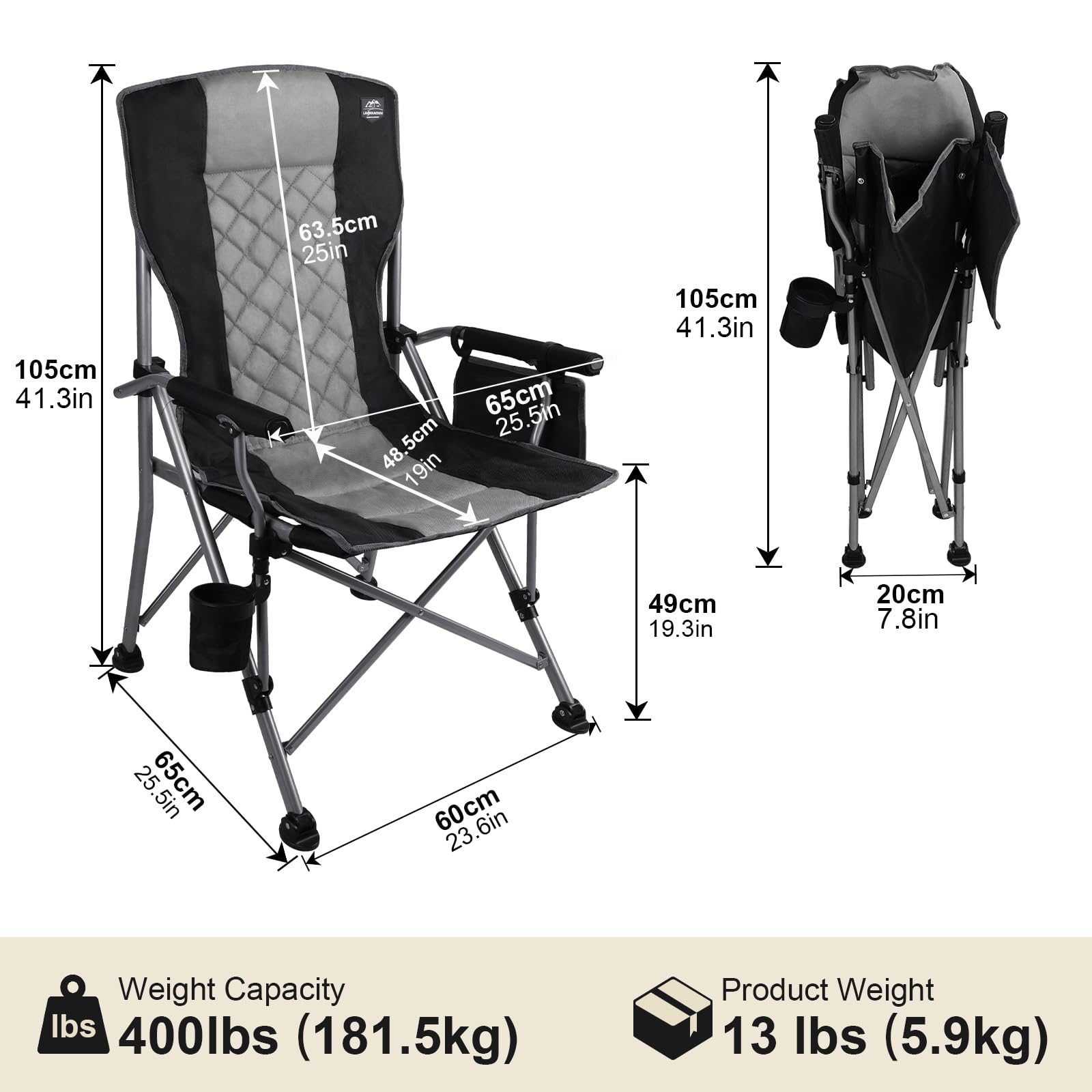 Amazon.com: LANMOUNTAIN Folding Padded Camping Chair with Hard