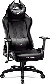 Diablo Gaming Stuhl X-Horn 2.0 Bürostuhl Gamer Chair Schreibtischstuhl 3D Armlehnen Ergonomisches Design Nacken/- Lendenkissen Kunstleder Wippfunktion Schwarz King (XL)