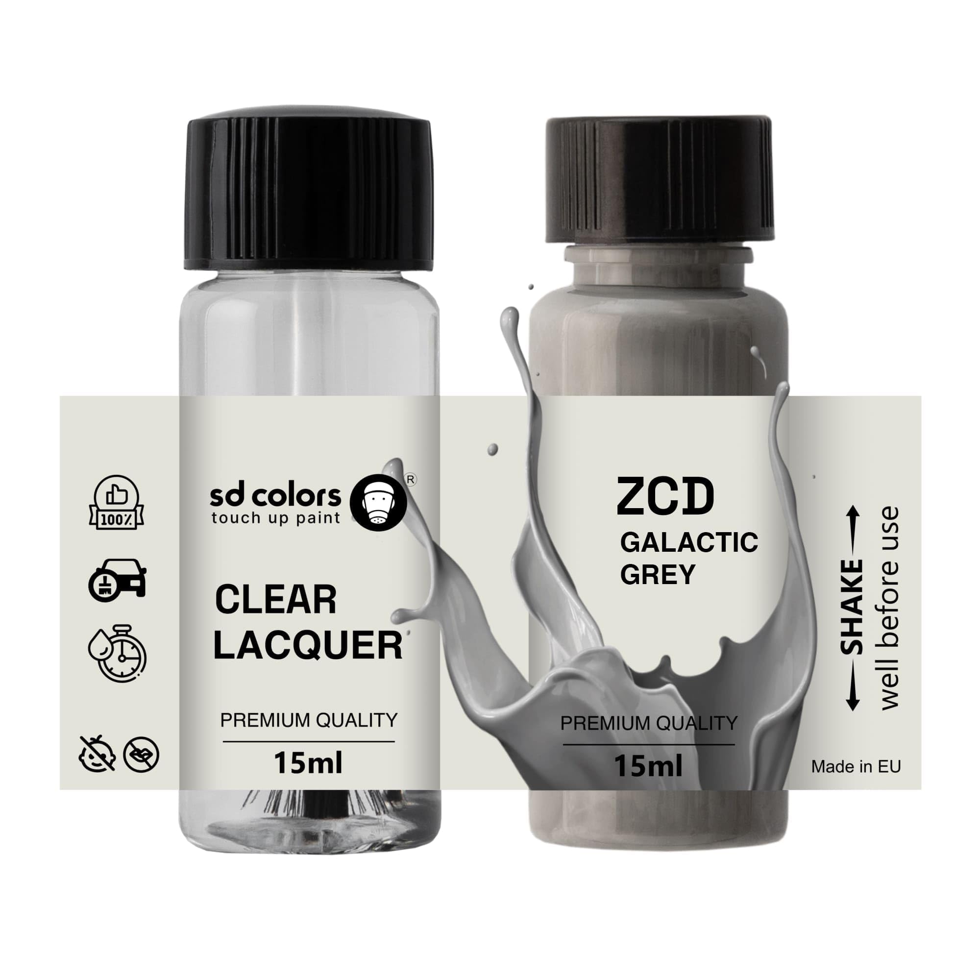 Sd Colors Paint+Lacquer Galactic Grey Zcd New Touch Up Paint 15 Ml Repair Scratch Chip Brush Color Code Zcd Galactic Grey (Paint+Lacquer)