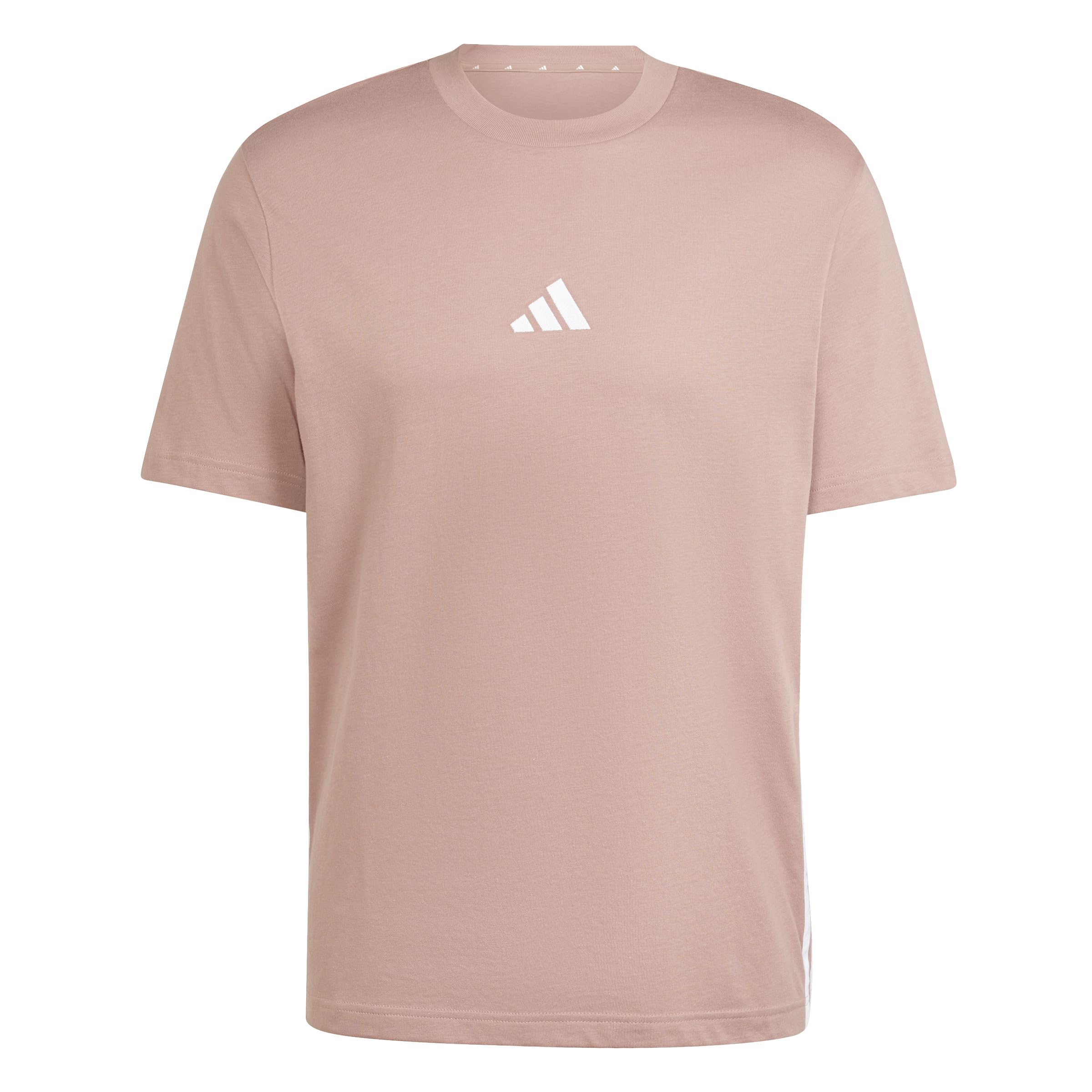 adidas Men's Essential Three Stripes Single Jersey TEE, Warm Clay/White, L