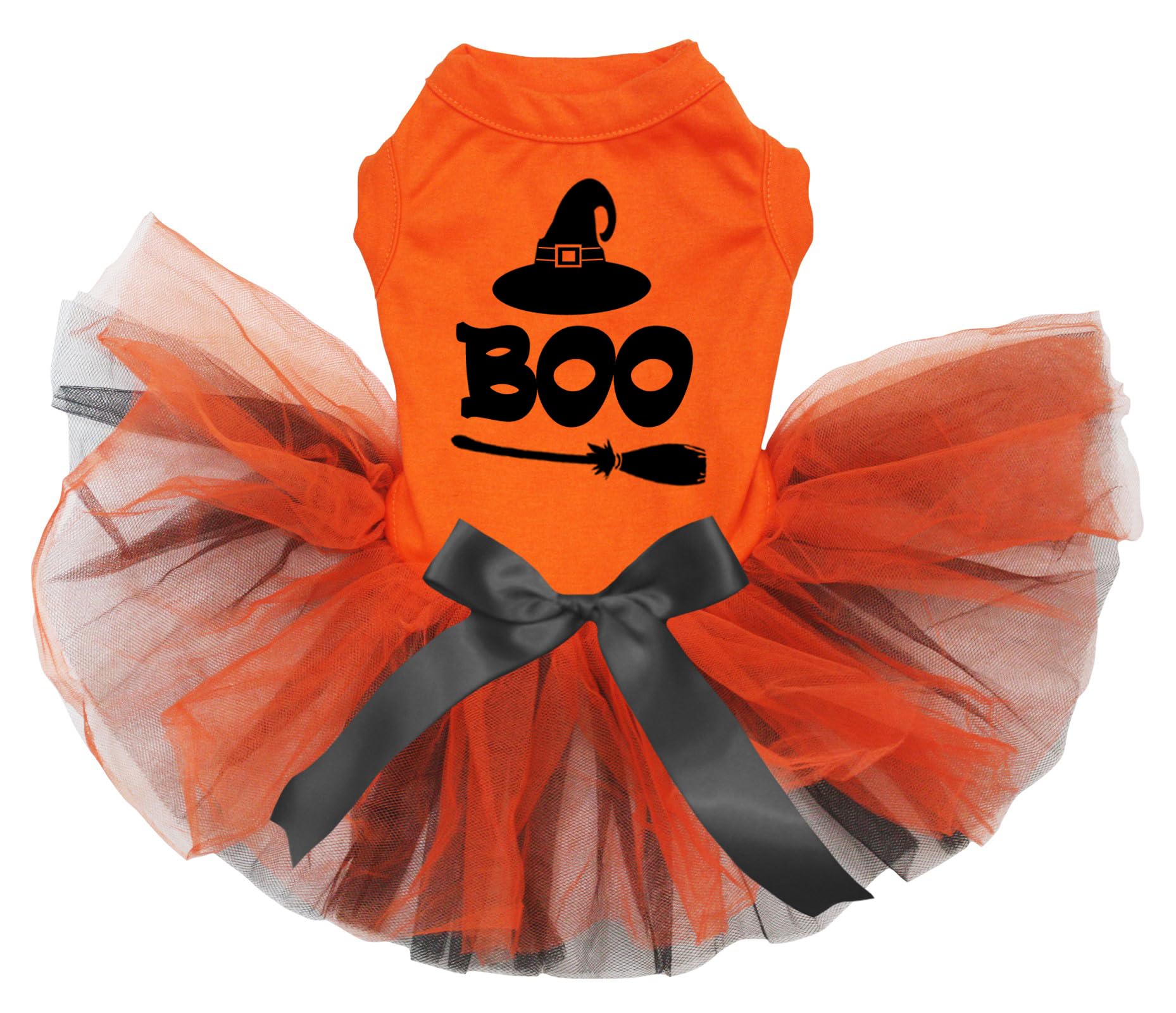 Robe pour chien Witch Boo orange et noire taille XL pour Halloween