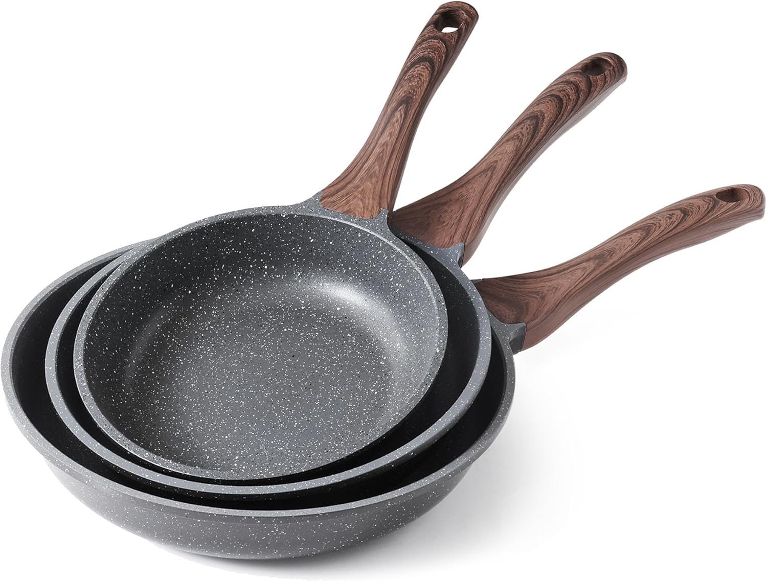 SENSARTE Nonstick Frying Pan Skillets, Swiss Granite Coating Omelette Pans, Healthy Cookware Chef's Pan, Free of Intentionally Added PFOA (8+9.5+11 Inch)