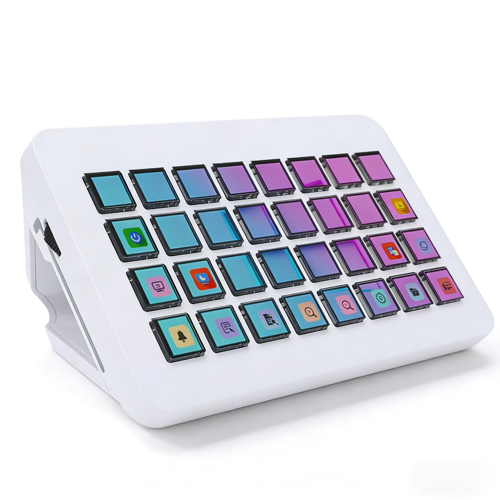 Dpofirs Makro-Tastatur, Stream-Controller-Deck, Gaming-Streaming-Shortcut-Tastatur, 32 Programmierbare Tasten, Anpassbares Visuelles KI-Pad (White)