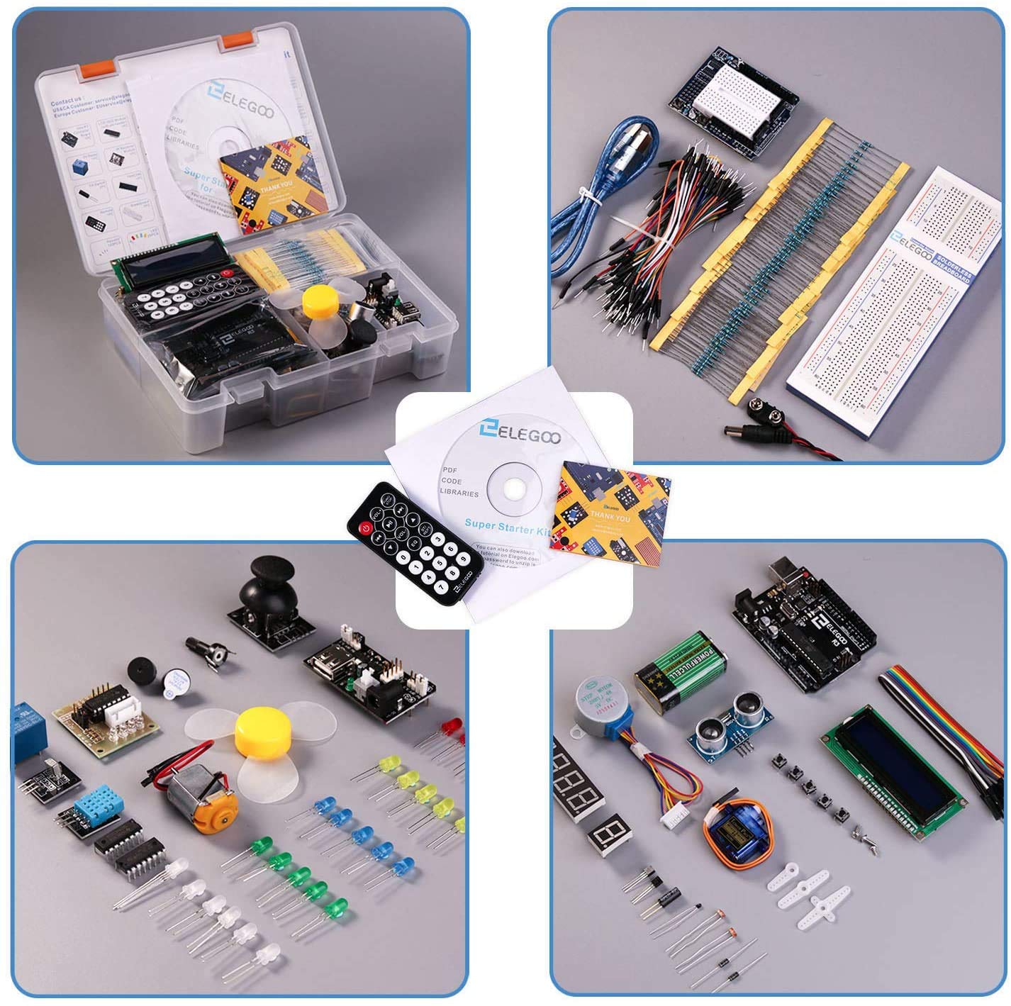 ELEGOO - Kit de iniciación Super con guía de Uso francés para Principiantes y Profesionales, Compatible con Arduino IDE