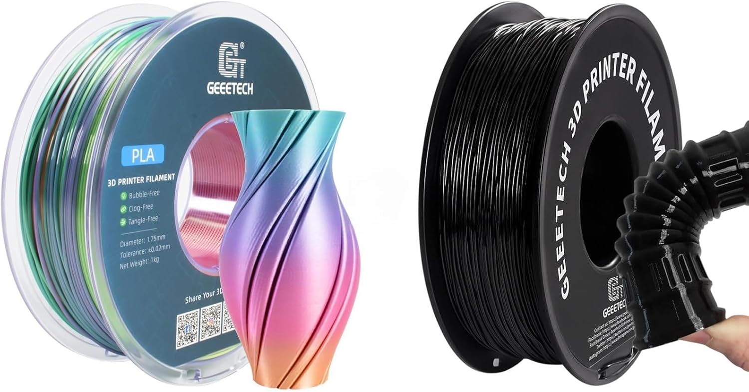 1kg Silk Rainbow PLA and 1kg Black TPU Filament 1.75mm