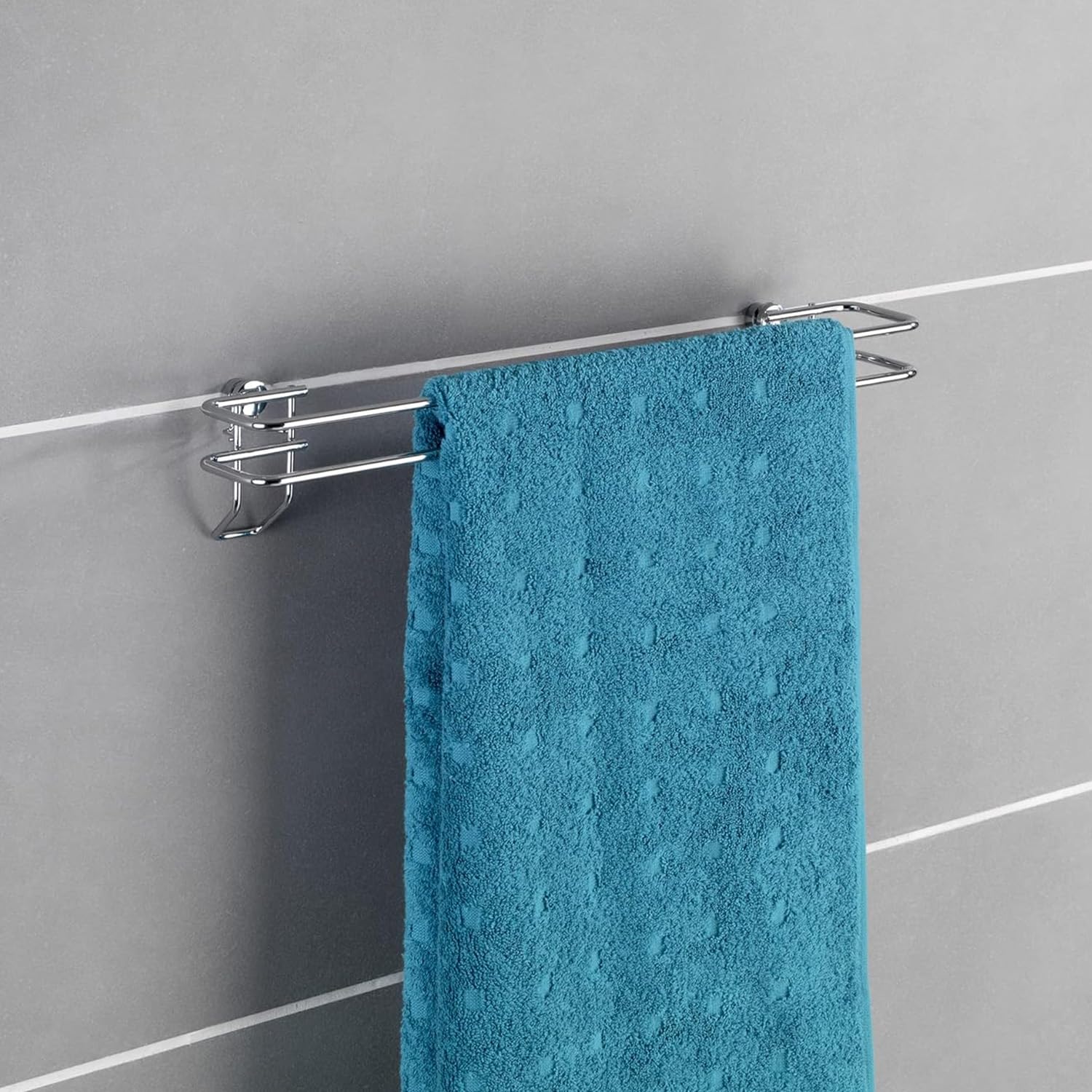 Wall Mounted Towel Rail - Wall Mounted Towel Holder, Metal, 6 x 45 x 13 cm, Chrome, Grey, nd - Image 4