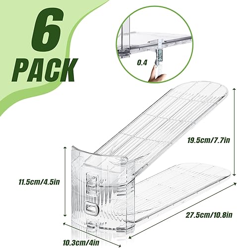 Miniatura 3 de Organizador de ranuras ajustables para zapatos, paquete de 6 apiladores transparentes para zapatos, soporte para zapatos, ahorrador de espacio de