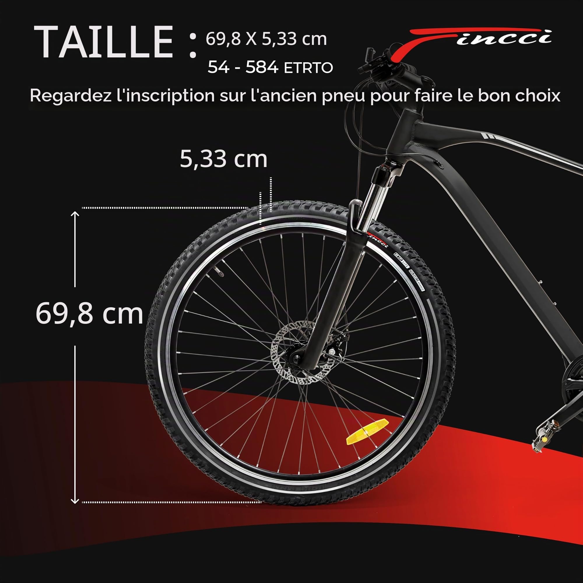 Fincci Oncamp Pneu 27.5 x 2.10 Pouces - Paire Pliable Réfléchissant Pneus 27.5 pour VTT, Mountain Bike, Montagne Vélo, Velo de Course, e Bicyclette - Un Paquet de 2 Bike Tires 27.5"
