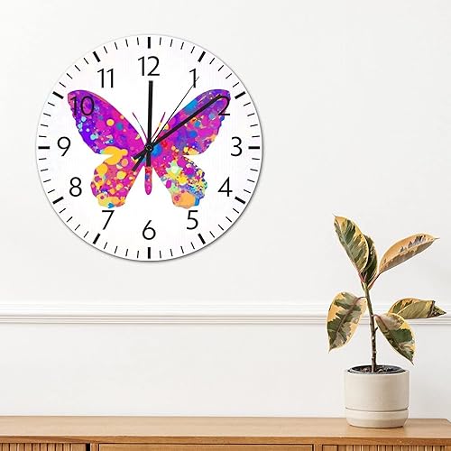 Miniatura 13 de ArogGeld Reloj de pared de PVC con mariposa multicolor, relojes con números para amantes de la mariposa, silencioso, sin tictac, funciona