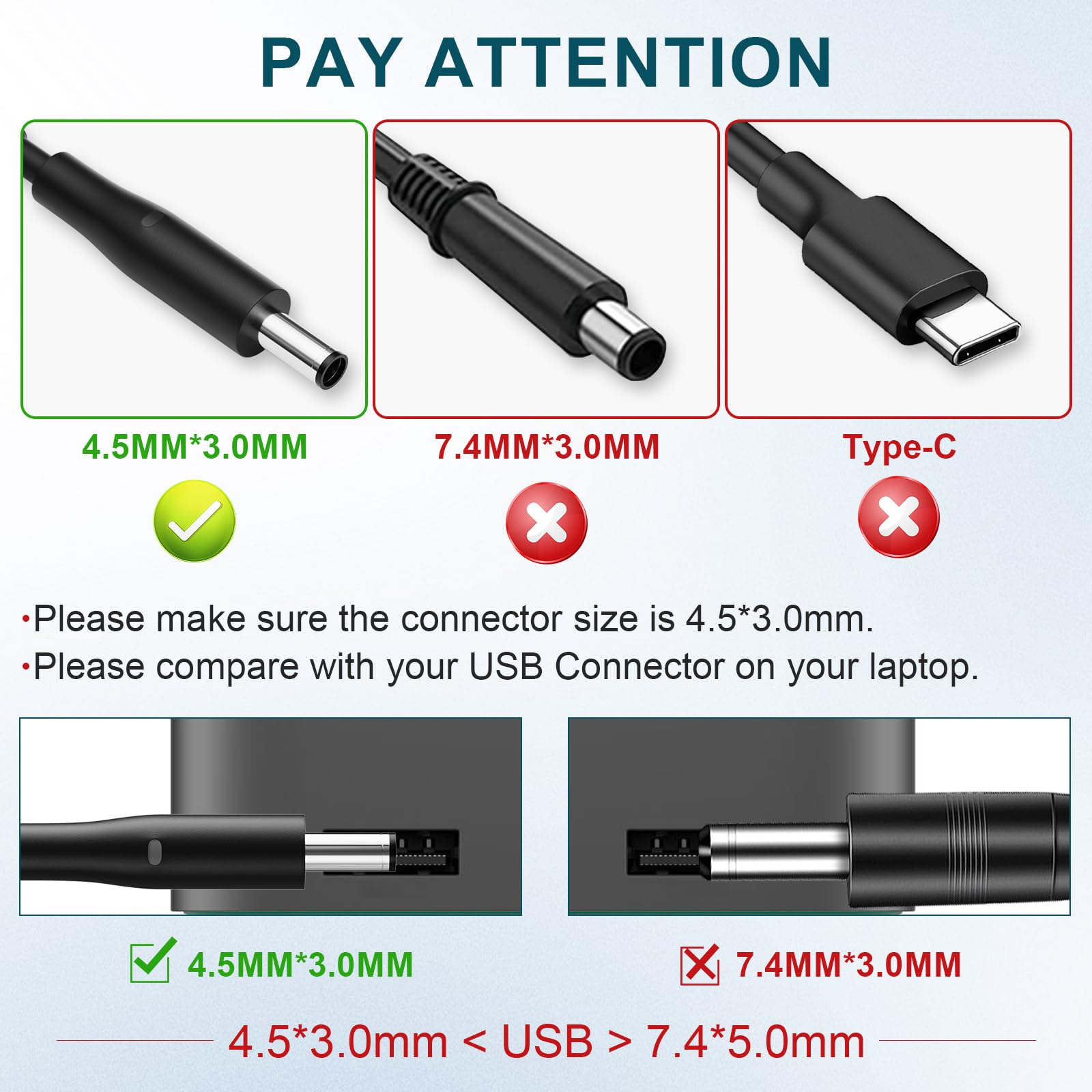 New Dell 130W AC Adapter Laptop Charger for Dell XPS 15 7590 9570 9560 9550 9530 Precision 5510 5520 5530 5540 M3800 Vostro 7500 7510 Inspiron 7459 HA130PM130 0V363H DA130PM130 09TXK7 P56F 4.5mm