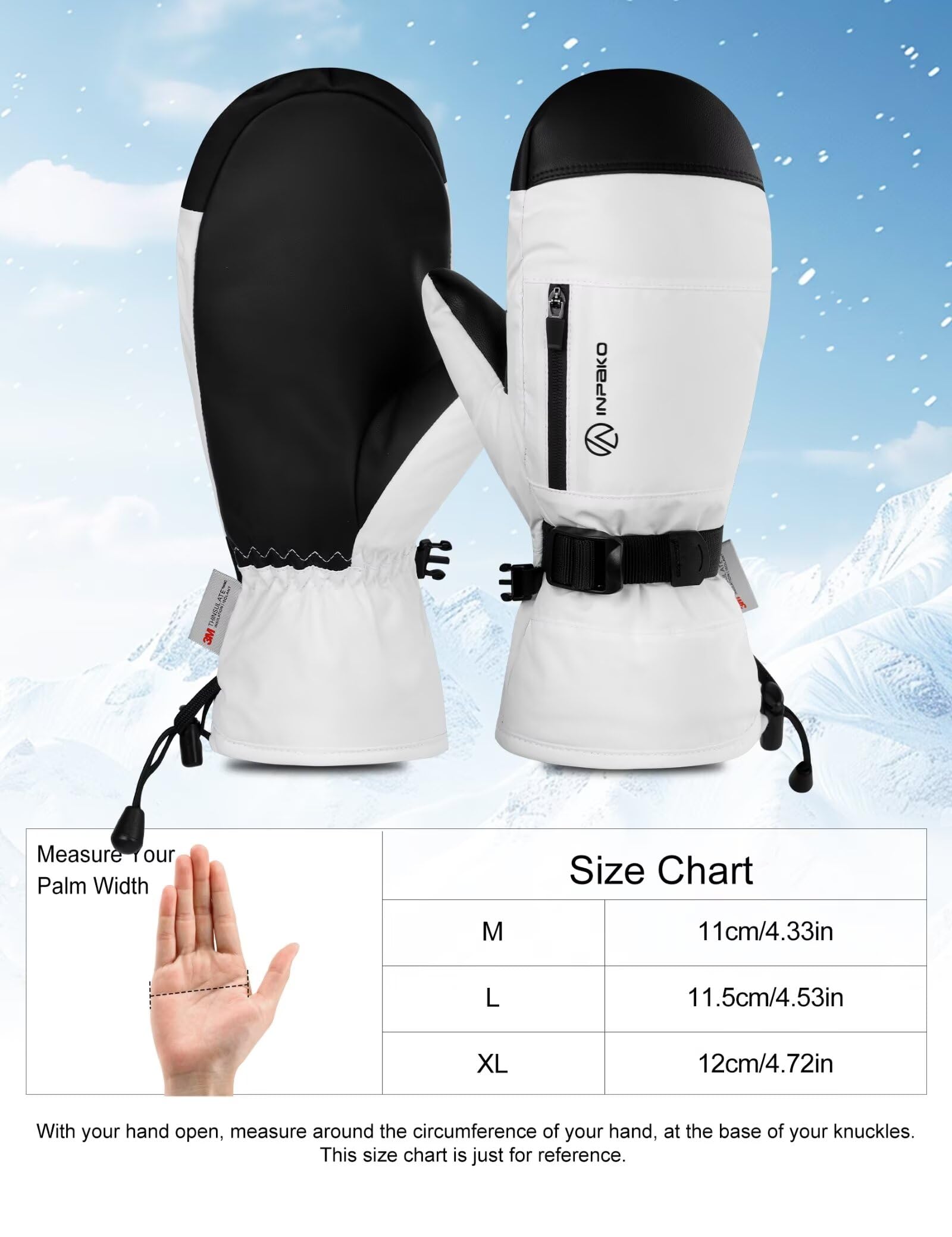 Guantes de esquí de invierno para hombre y mujer, guantes impermeables 3M Thinsulate con forro interior, guantes de snowboard para pantalla táctil, guantes térmicos de 5 capas para clima frío,