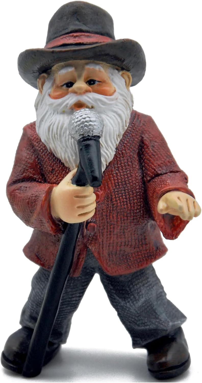 Marshall Home & Garden Singing Rockin' Gnome - Multicolor Resin Miniature Figurine for Fairy Garden, 4 x 1 Inch, MG473