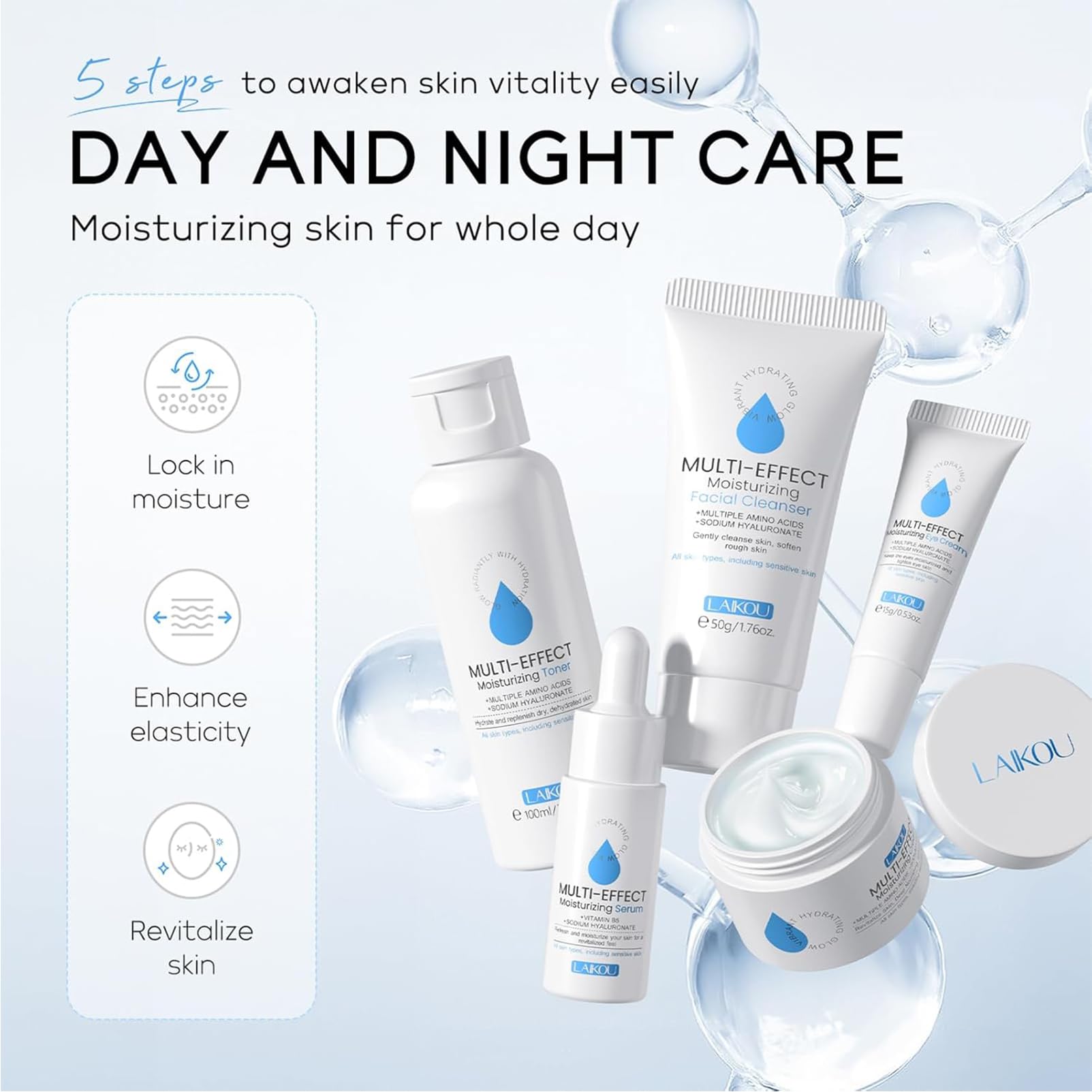 Hyaluronic Acid Hydrating Skincare Set, MrCuvaryas Multi-Effect Moisturizing Skin Care Sets & Kits - Image 2