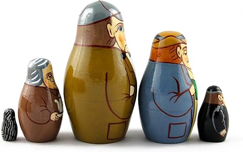 Miniatura 6 de Matrioshka Matrioska Babuska Muñeca de madera de anidación rusa Sherlock Holmes y Doctor Watson Matrioshika Babushka 5 Pcs Apilamiento a mano