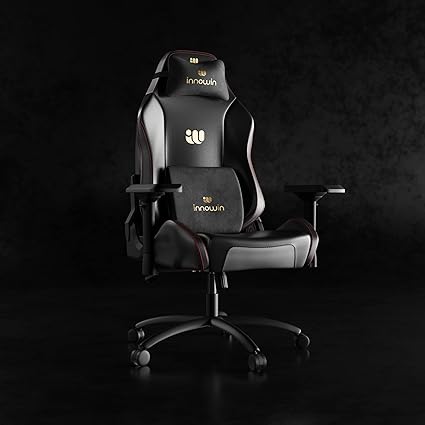 INNOWIN Blaze Ultimate Ergonomic Multi-Functional Gaming Chair with 4D Adjustable Arms and 180? Tilt Butterfly Mechanism with PU Leather Headrest & Lumbar Support (Black and Gold)