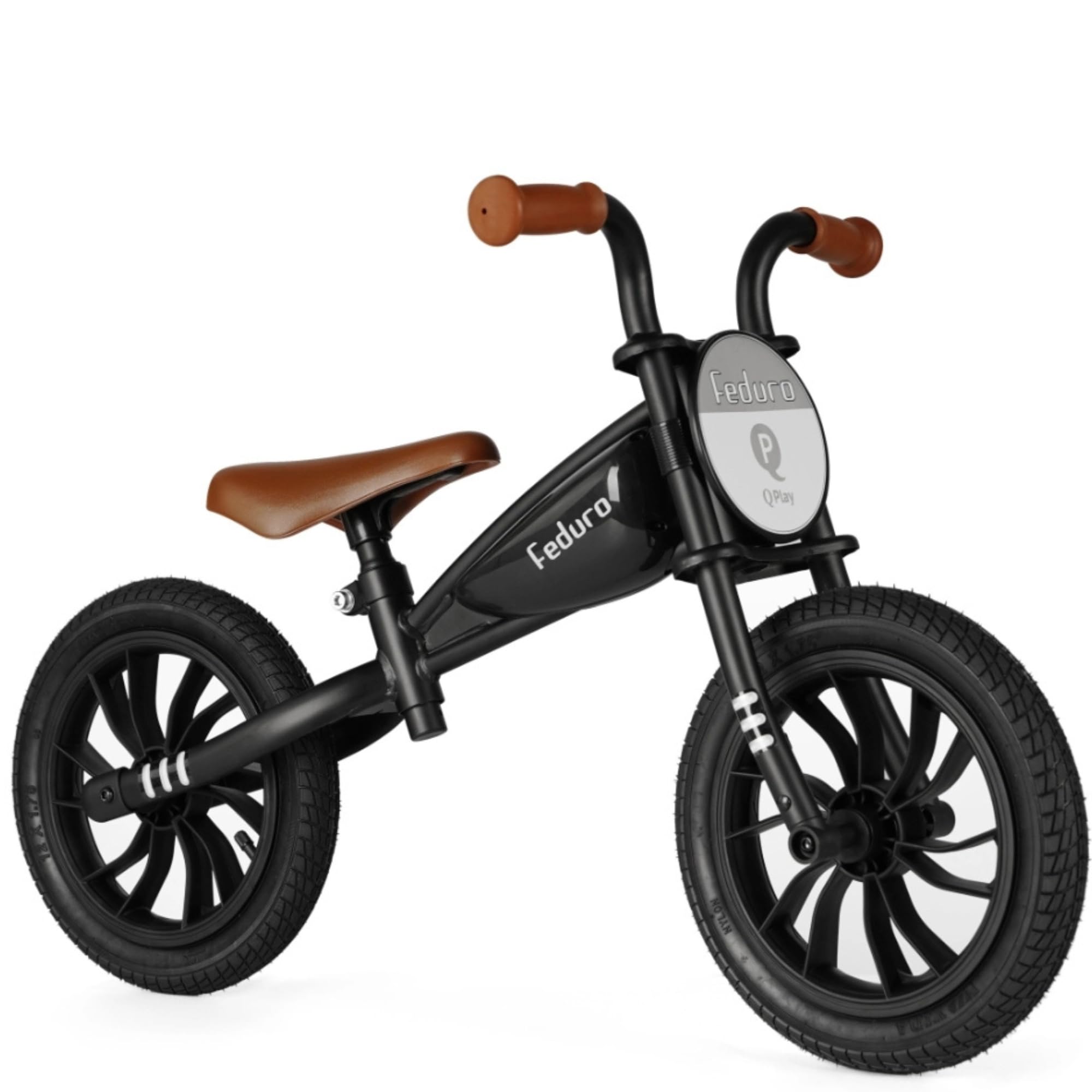 QPLAY Bicicleta sin Pedales Niño 3 Años Feduro Rojo, Bici Equilibrio Infantil 12 Pulgadas, Cuadro Estilo Moto, Ruedas de Aire, Asiento Ajustable, Juguetes Niños 2 y 3 Años