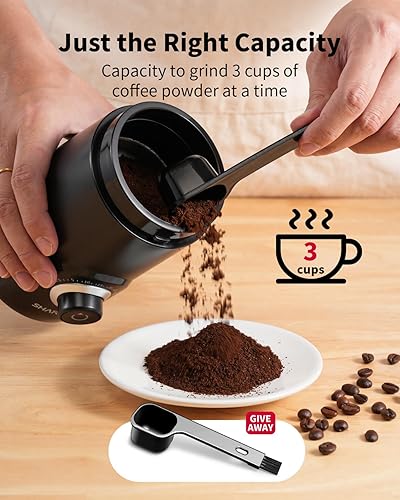 Miniatura 5 de SHARDOR Molinillo de café eléctrico de hoja súper silenciosa, perilla giratoria de control de molienda temporizada, ajustable grueso a fino para
