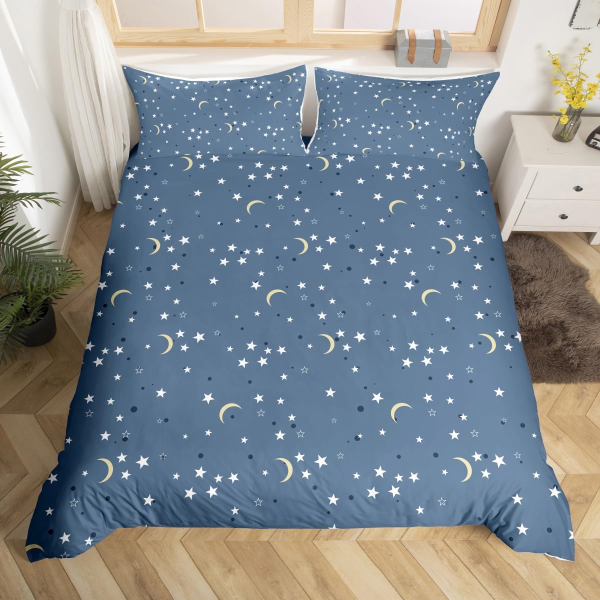 Housse de couette pentacle gris microfibre hypoallergénique et sans repassage