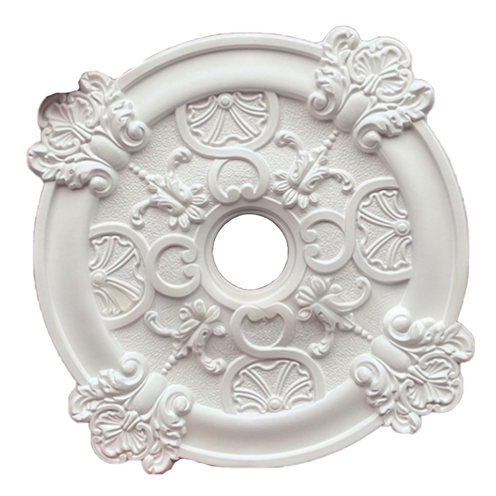 Foelanne White G Ceiling Medallion White Lightweight Pu No Drilling Multiple Sizes(,51Cm)