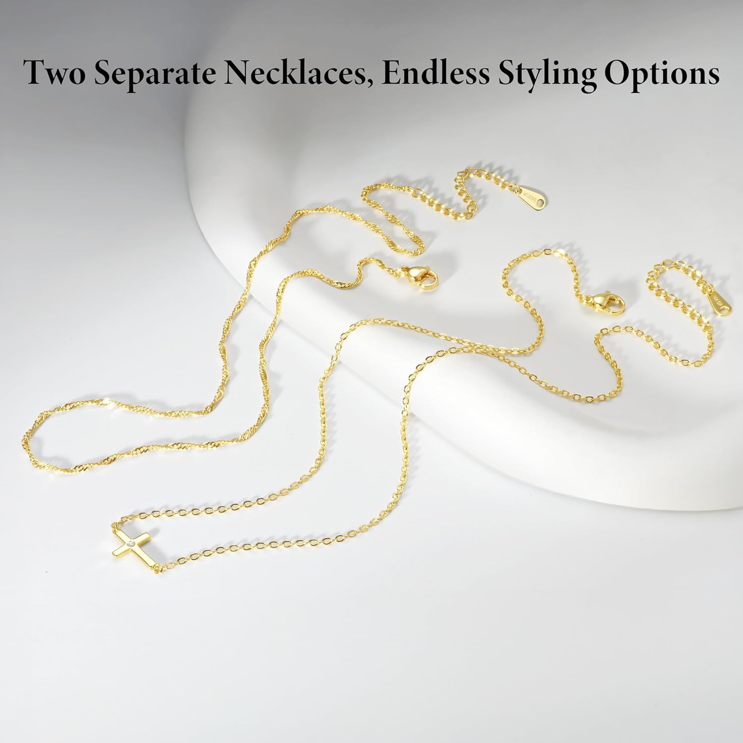 Gold Cross Necklace for Women, Layered 14K Gold Plated Cross Necklace Stack, Dainty Non Tarnish Gold Cross Pendant, Minimalist Faith Jewelry Gift - Image 4