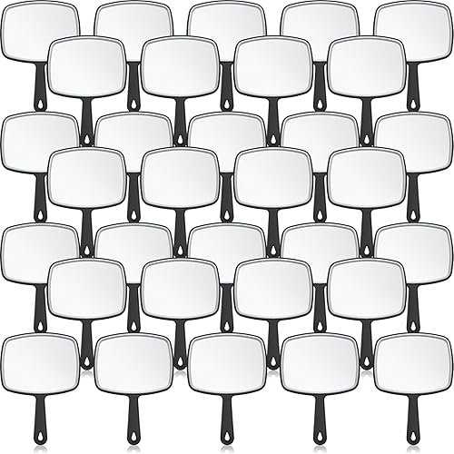 Qunclay 50 piezas de espejo de mano grande para montaje en pared, espejo de mano con asa, espejo de peluquería con orificio para colgar en el mango