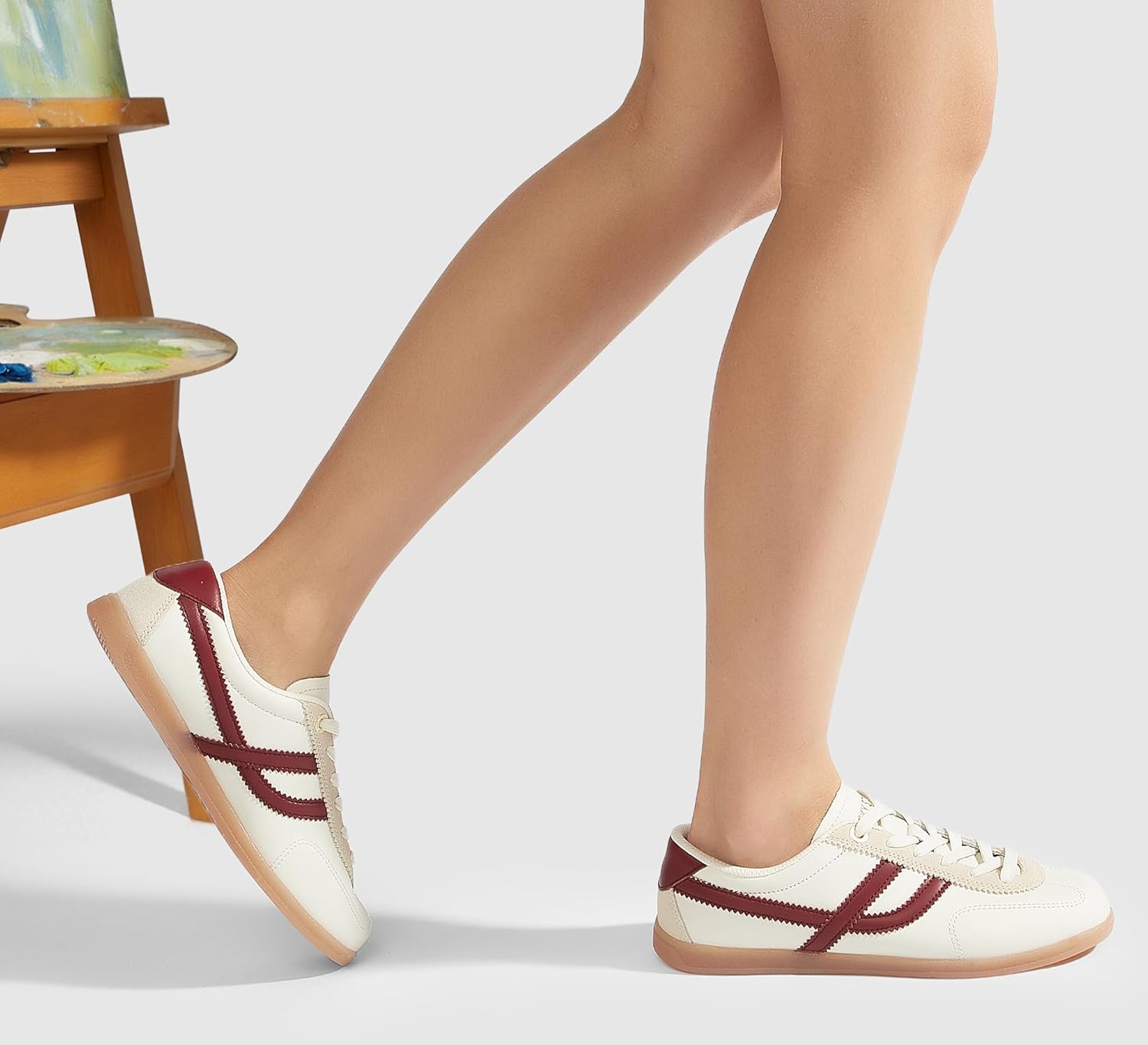 LUCKY STEP Women's Classic Retro Sneakers Casual Fashion Gum Sole Trainer Cow Suede Running Walking Shoes - Image 8