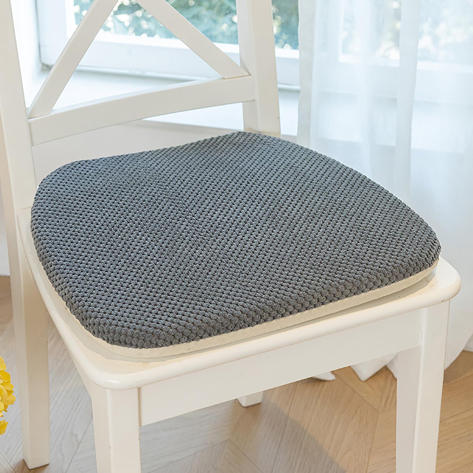 Fslvmin Indoor Chair Seat Cushions For Kitchen/dining Room, U-shaped Chairs Pads with Non-slip Backing & Ties, Thick Solid Color Seat Pads for Long Sitting, Washable Cover(1pcs(16x17inch), Gray2)