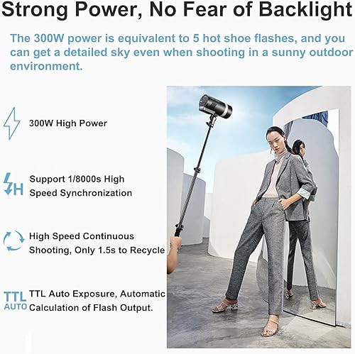 Vista 35 de GODOX AD400 Pro AD400Pro - Luz estroboscópica para exteriores, 400 W TTL portátil Flash Monolight, 390 estallidos de potencia completa, 0.01-1s