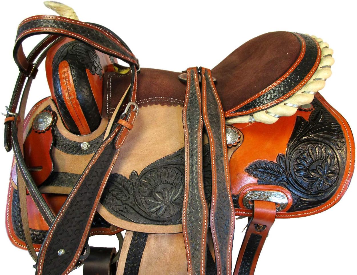 Selle western couleur marron cuir écologique taille siège de