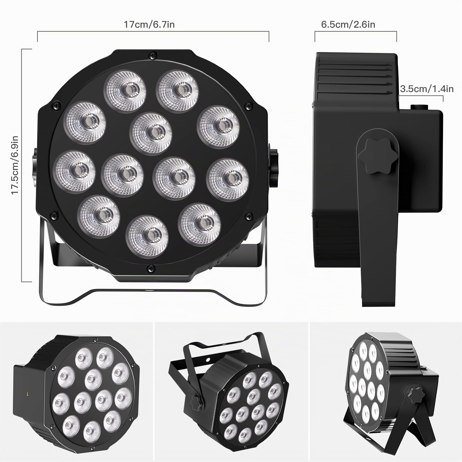 4PCS Batteria Par LED con Borsa, RGBW 12 LED Faretto Ricaricabile con Funzione di Temporizzazione e 7 Modalità Illuminazione Palco per Palcoscenico Matrimoni Bar DJ Discoteca Halloween Natale