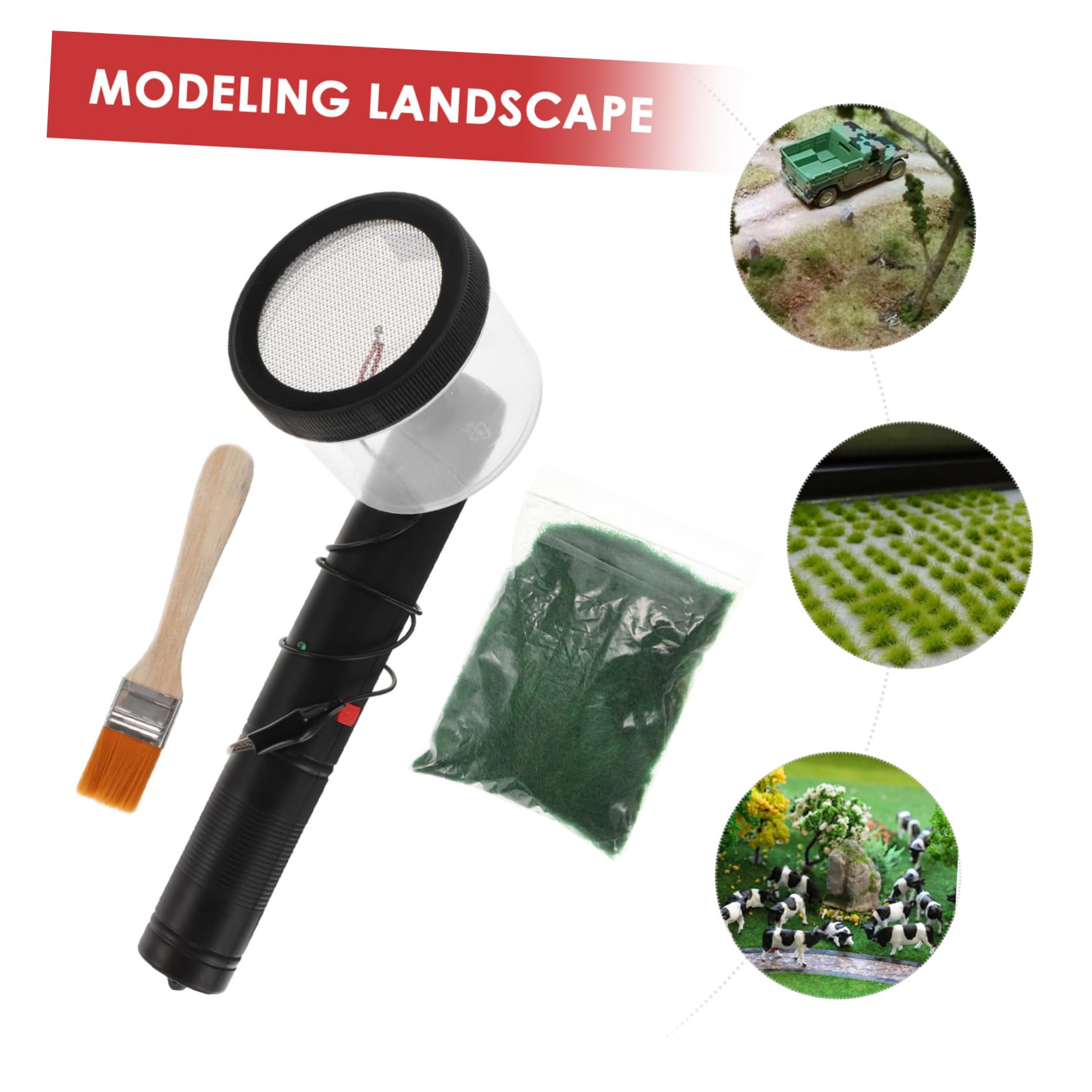 SHINEOFI Applicatore Statica per Modellismo, Macchina per Floccaggio Portatile in Plastica, Semplice da Usare, per Scene Fai da Te e Decors Modellistici, Decals Modellismo