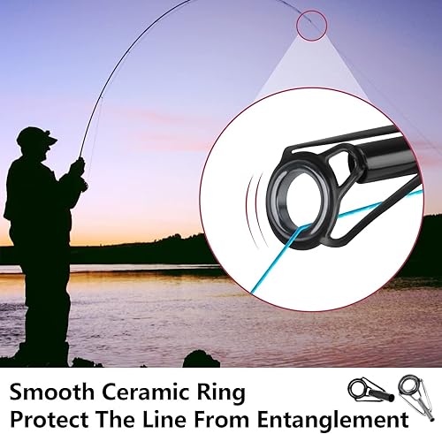 Miniatura 2 de THKFISH Kit de reparación de punta de caña, reemplazo de reparación de guía de anillo de cerámica de acero inoxidable para pesca, 6 tamaños, 30