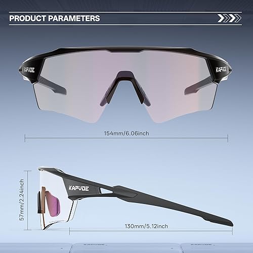 Miniatura 6 de KAPVOE Gafas de ciclismo fotocromáticas para hombres y mujeres, gafas de sol deportivas con protección UV, gafas de bicicleta de montaña, MTB para