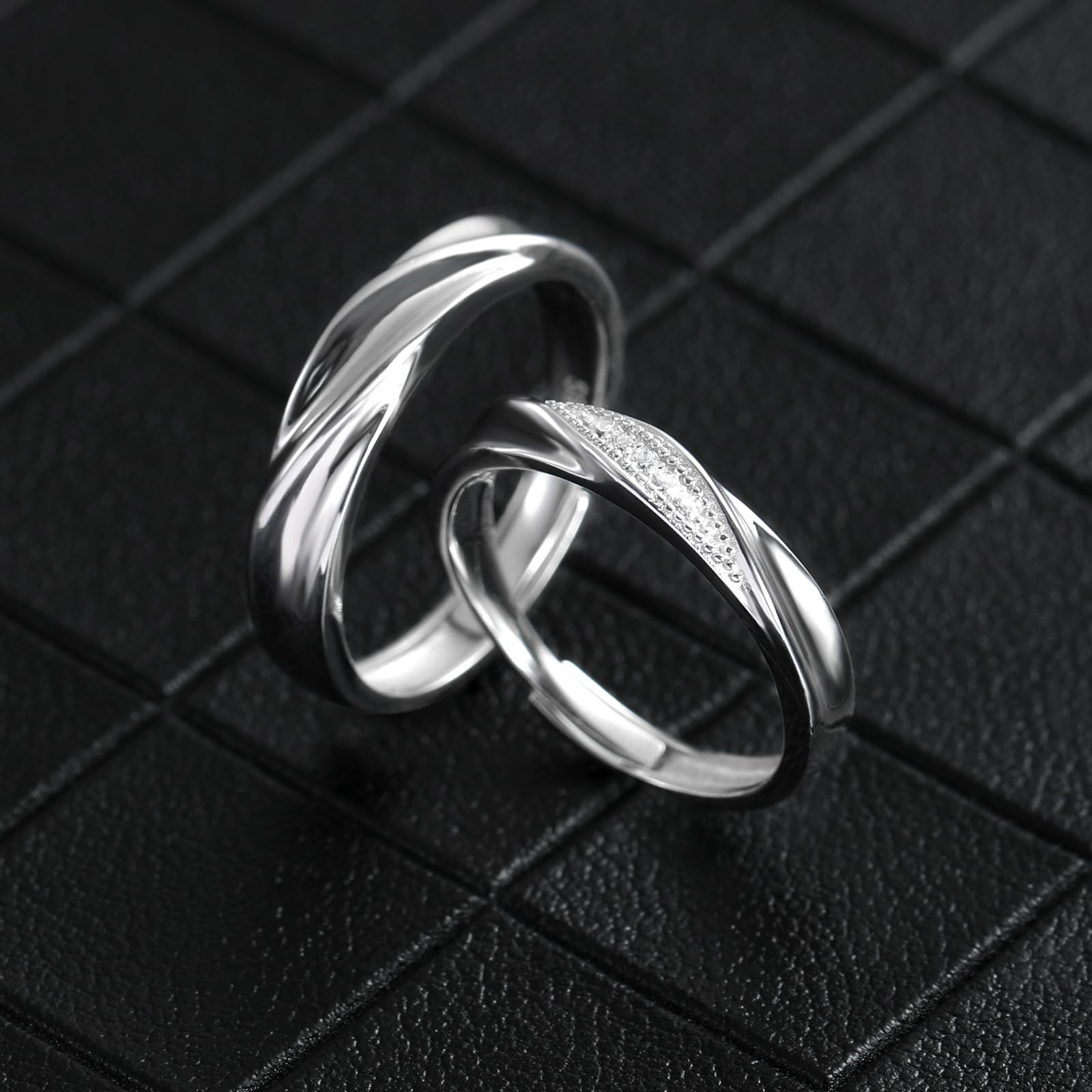 Vxddy Coppia Anelli Fedine Fede Nuziale Attraversa il Fiume Dell'amore Anello per Lui e Lei Argento Sterling Promessa Fidanzamento Regalo