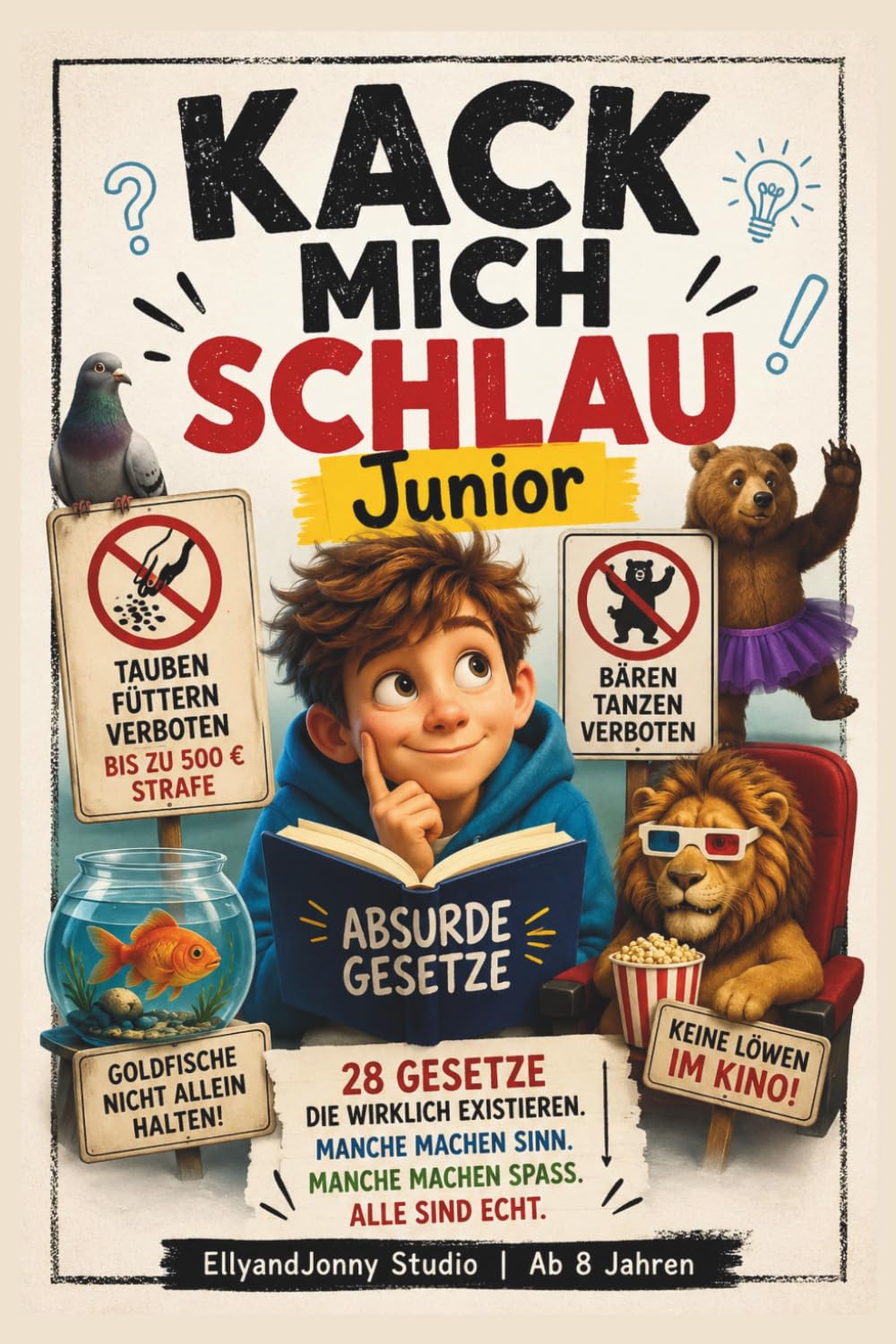 Kack mich schlau Junior – 28 verrückte Gesetze aus aller Welt | Lustiges Faktenbuch ab 8 Jahren: Lustiges Faktenbuch mit kuriosen Gesetzen, verrücktem ... echten WTF-Momenten – für Kinder ab 8 Jahren