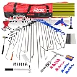 WHDZ 85pcs Paintless Dent Repair Rods Kit Car Dent Remover Kit Dent Lifter Dent Hail Removal Repair Tools Glue Pai Tool Kit PainPro Tabs Tap Down Line Board Auto Dent Kit Dent Pulle