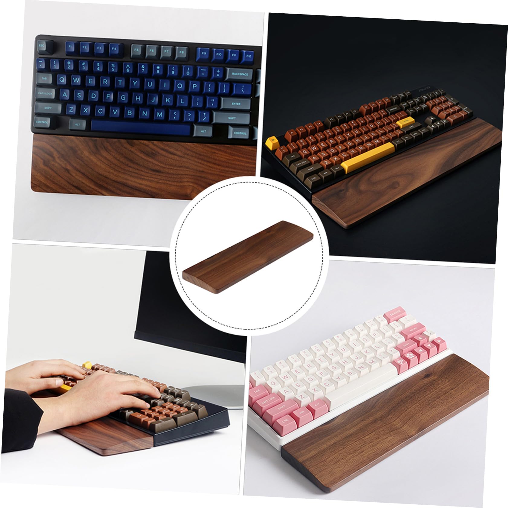 Handgelenkauflage aus Ergonomisch 440mm Walnussholz für Tastaturen