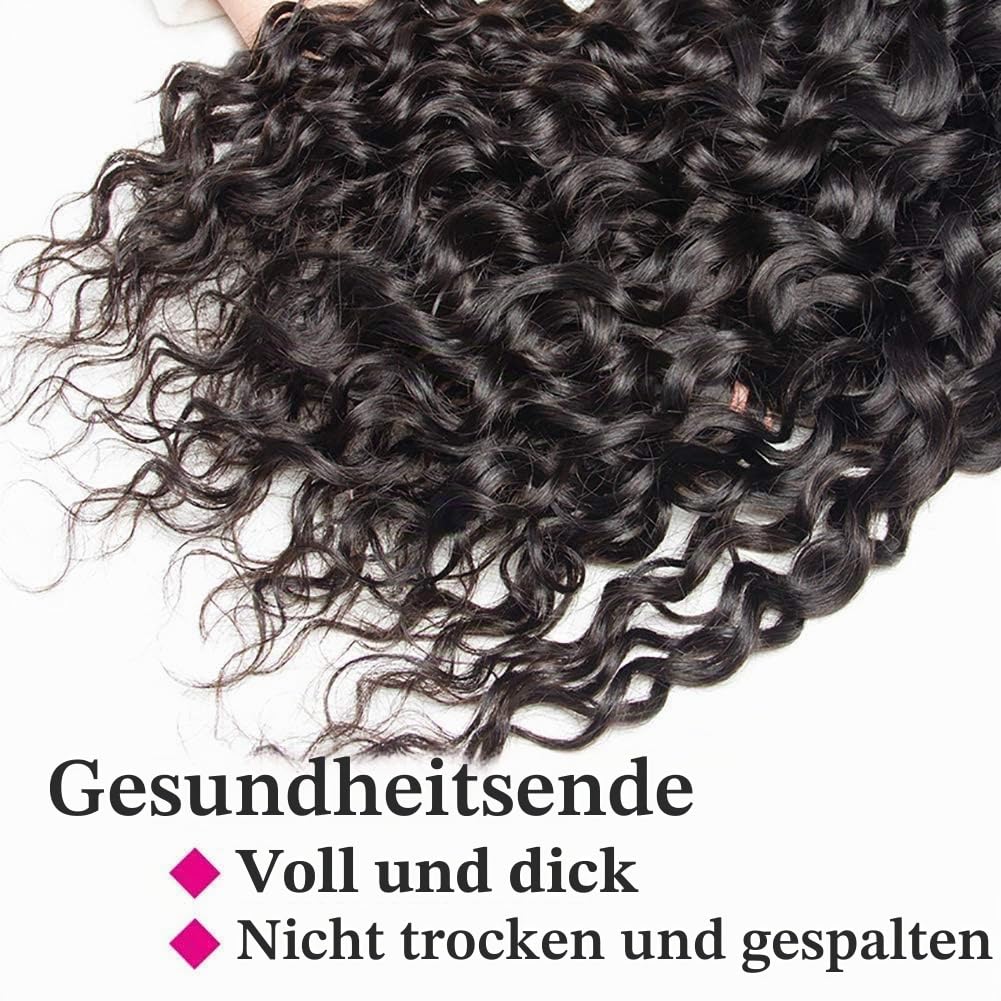 Water Wave Human Hair Bundles(14 16 18 Zoll) Brasilianisches Curly Human Hair 100% Unprocessed Virgin Menschliche Haar Extensions Echthaar natürliches Schwarz