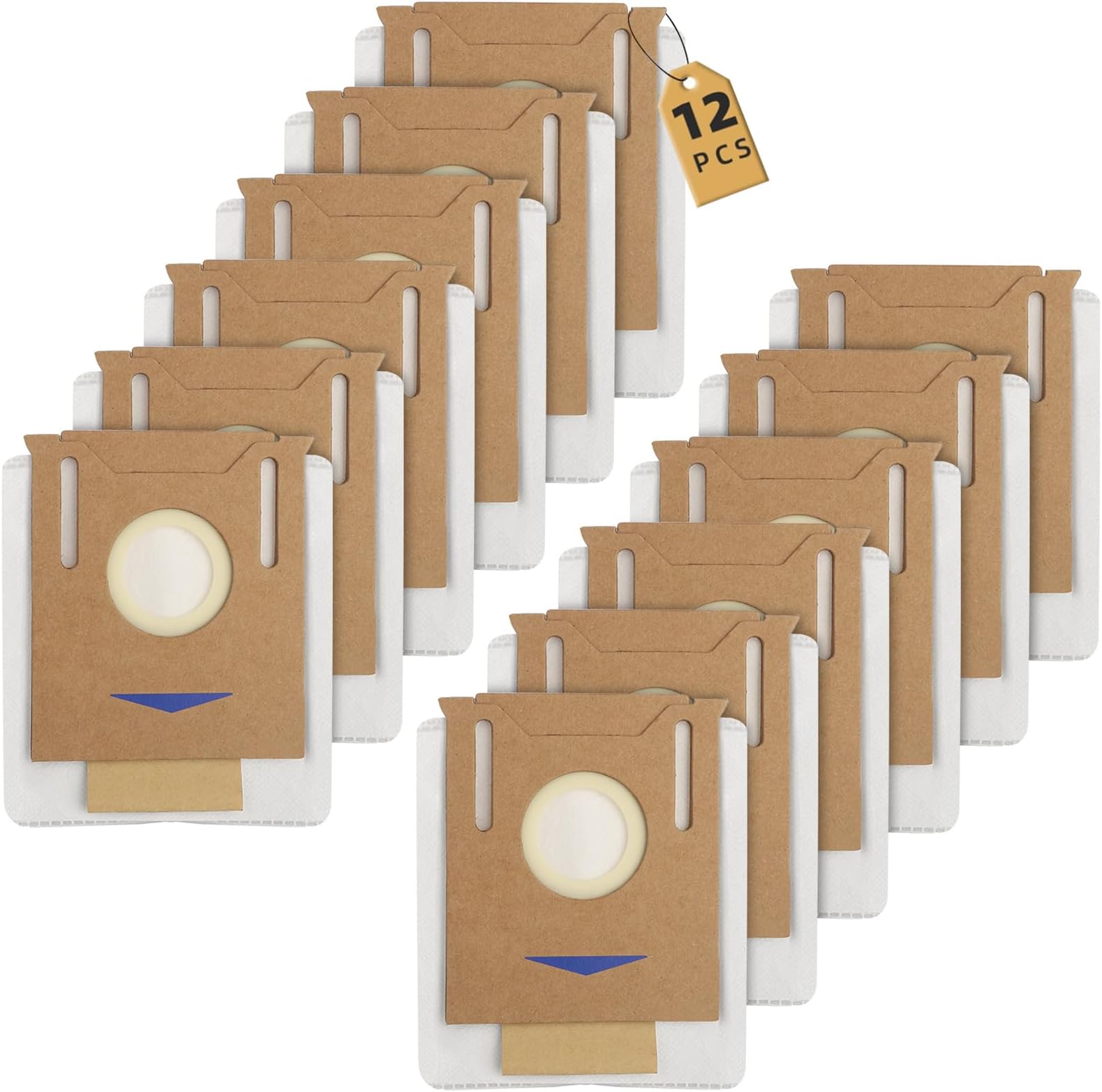 12 Pack Vacuum Dust Bags for Yeedi K781+ Vac Station, 2.5L Auto-Empty Replacement Dust Bag Fit for ECOVACS Deebot OZMO T8 AIVI T8 Max N8 Pro Plus N8 Pro DX93 DDX96 N10 Plus Robot Vacuum Cleaner