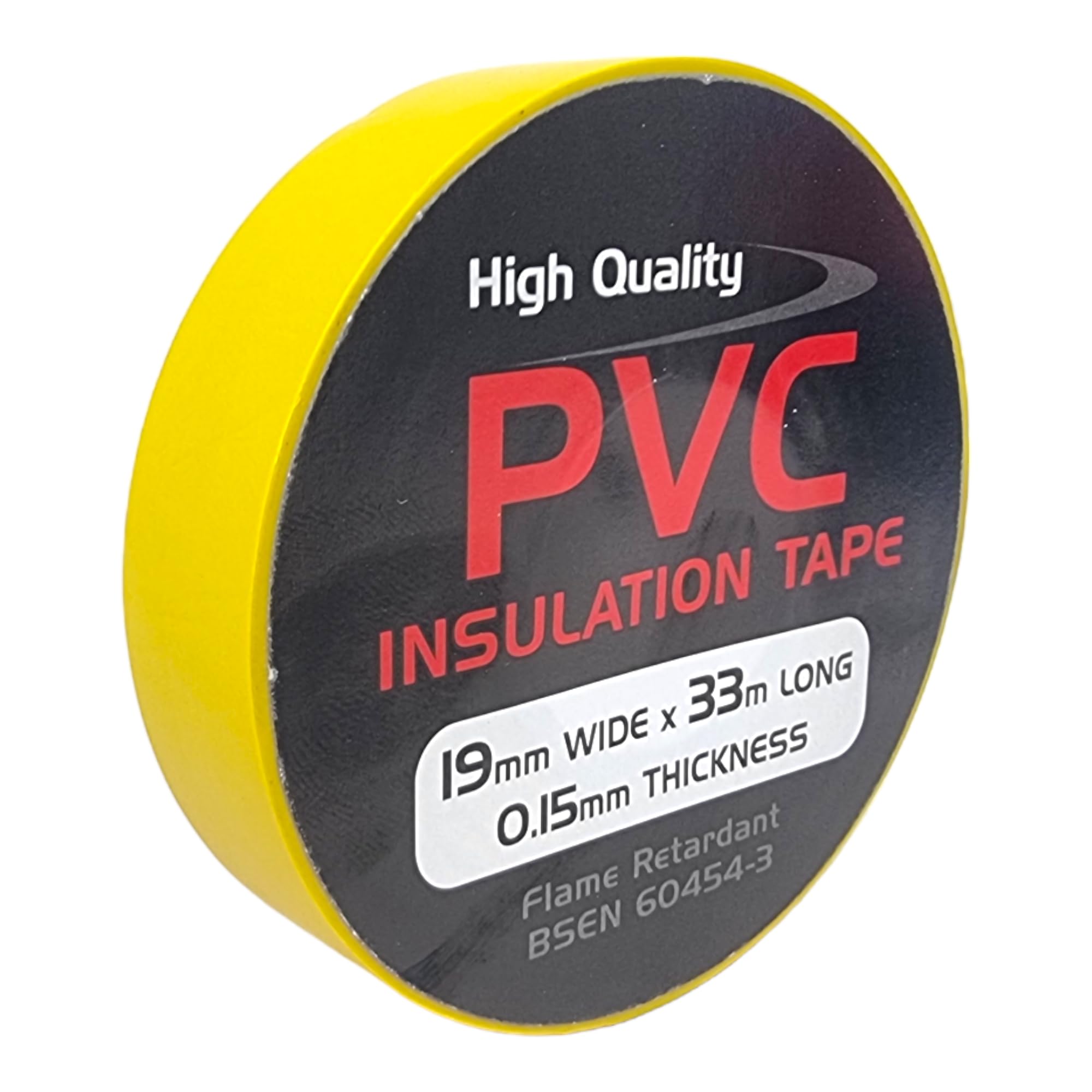 1 Roll of Yellow PVC Electrical Insulation Tape, 33m Long x 19mm Wide, Adhesive Insulating Tape for Protecting Electrical Wires