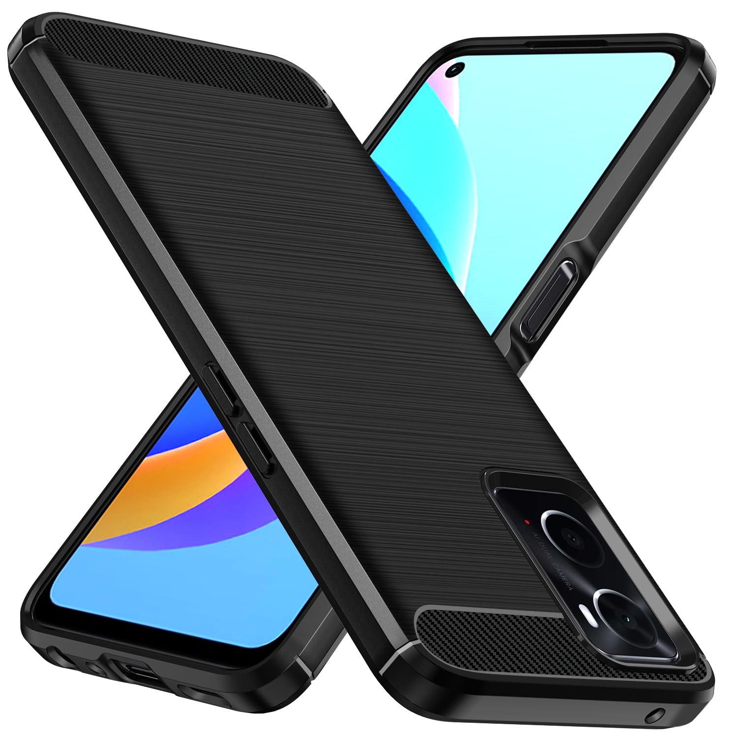 ILING Trasparente Cover per OPPO A96 / OPPO A76 / Realme 9i, 360°Complète Protection Antiurto Custodia con Protezione Schermo Integrata, Ultra Sottile Hard PC Silicone TPU Bumper Caso (Blu