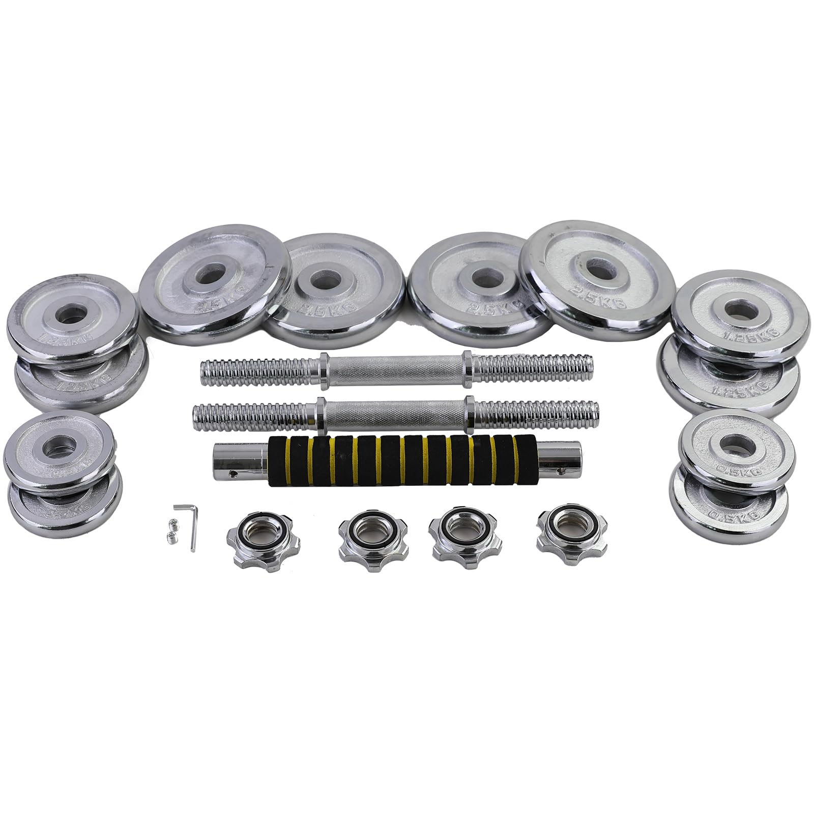 20 kg Profi Hantel Kurzhantel Langhantel Set Chrom Gusseisen