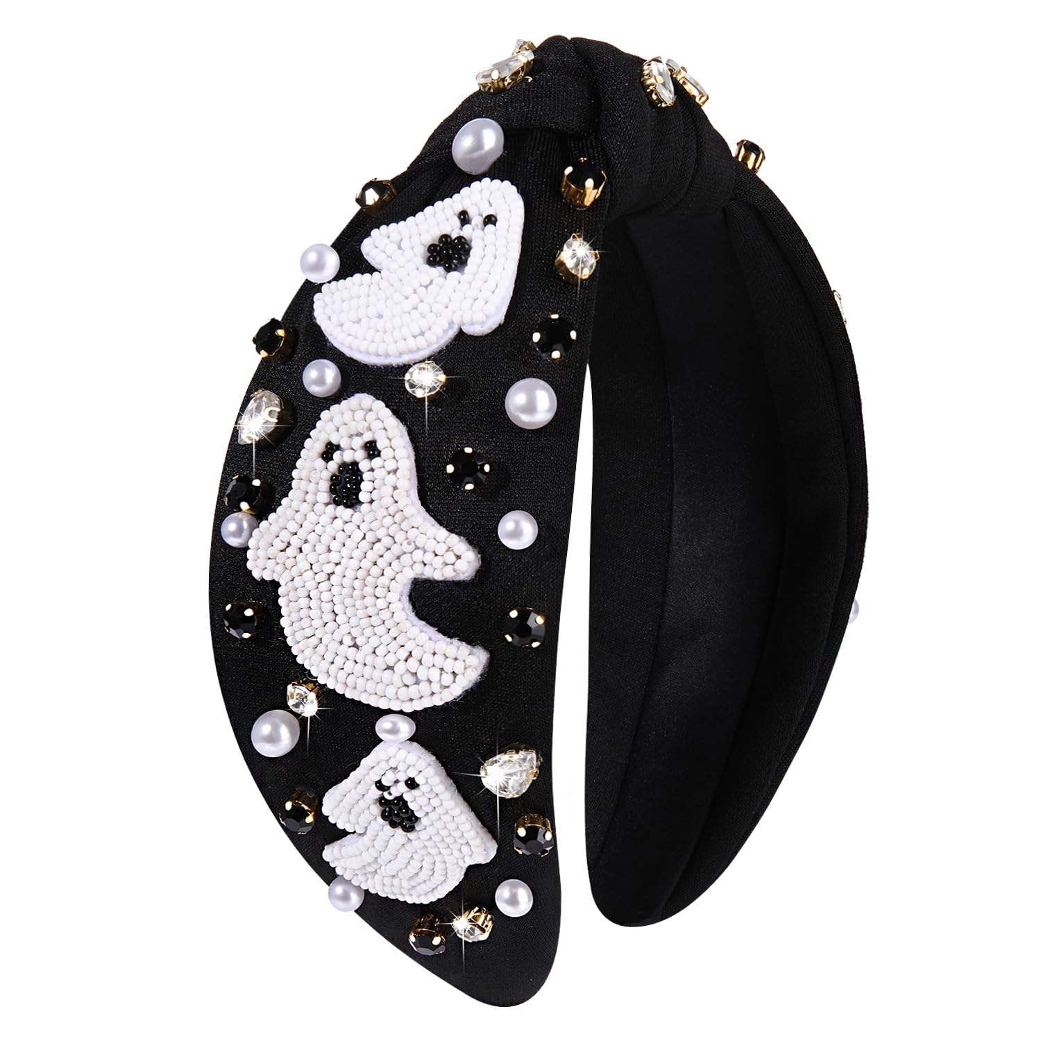 Halloween Headbands Women Ghost Boo Rhinestone Pearl Embellished Costume Accesso Amazon.com : Women main image 2