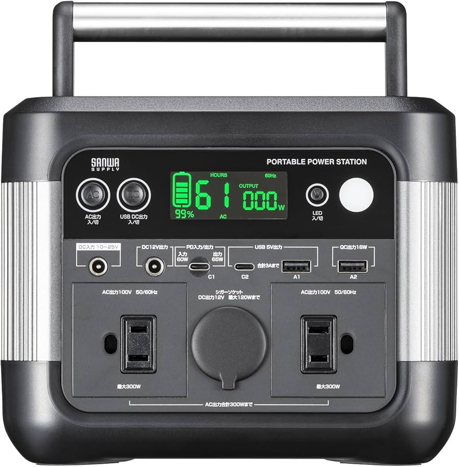 サンワサプライ BTL-RDC33 ポータブル電源 296Wh BTLRDC33 BTL-RDC33【ポータブル電源（296Wh）】最大AC300Wの出力に対応し