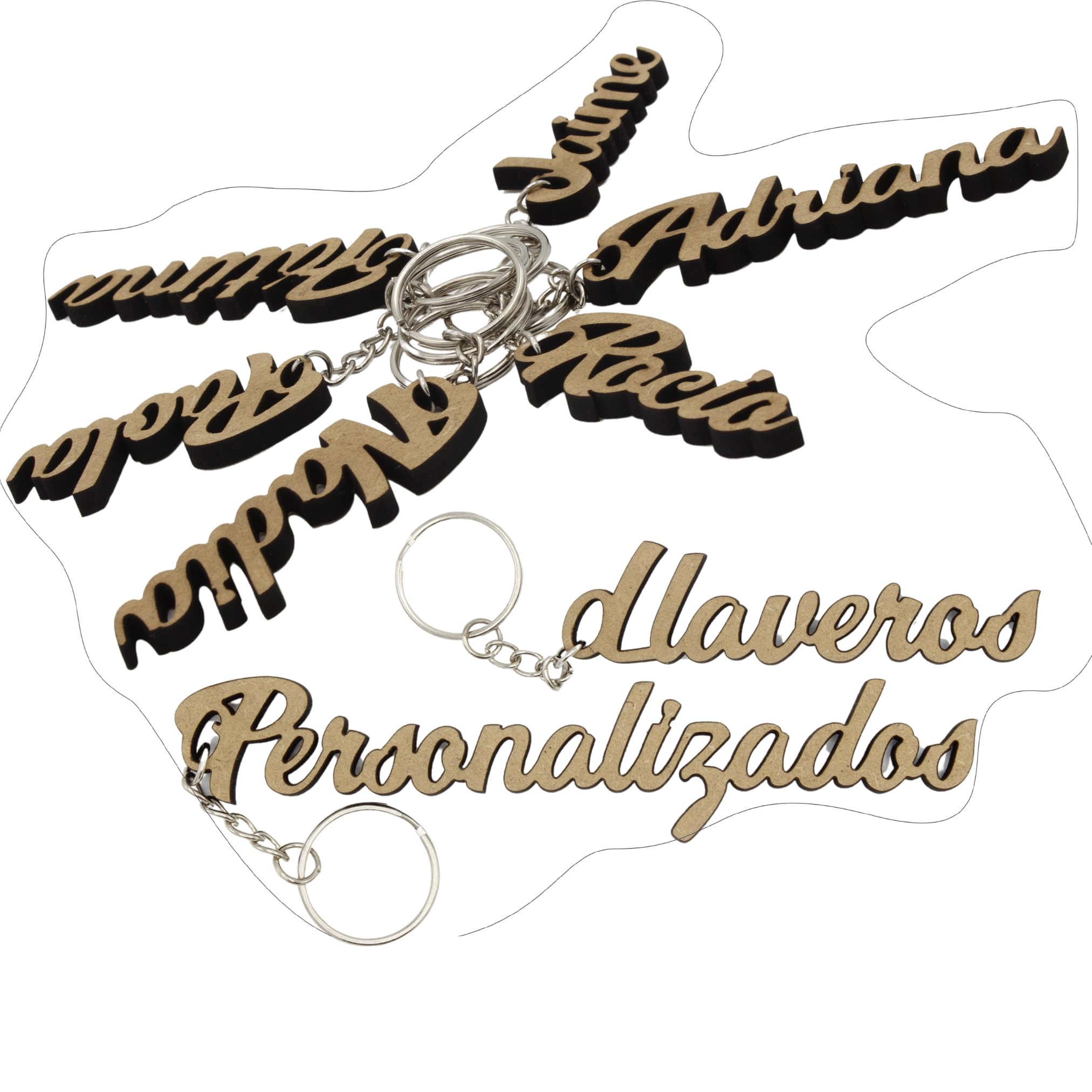 EDURAIT] Llaveros Personalizados Únicos: Combina Nombres de Madera Personalizados con Elegancia en Llavero Madera para Recuerdos Inolvidables y Marcasitios Originales.(Pack 6 Uds)