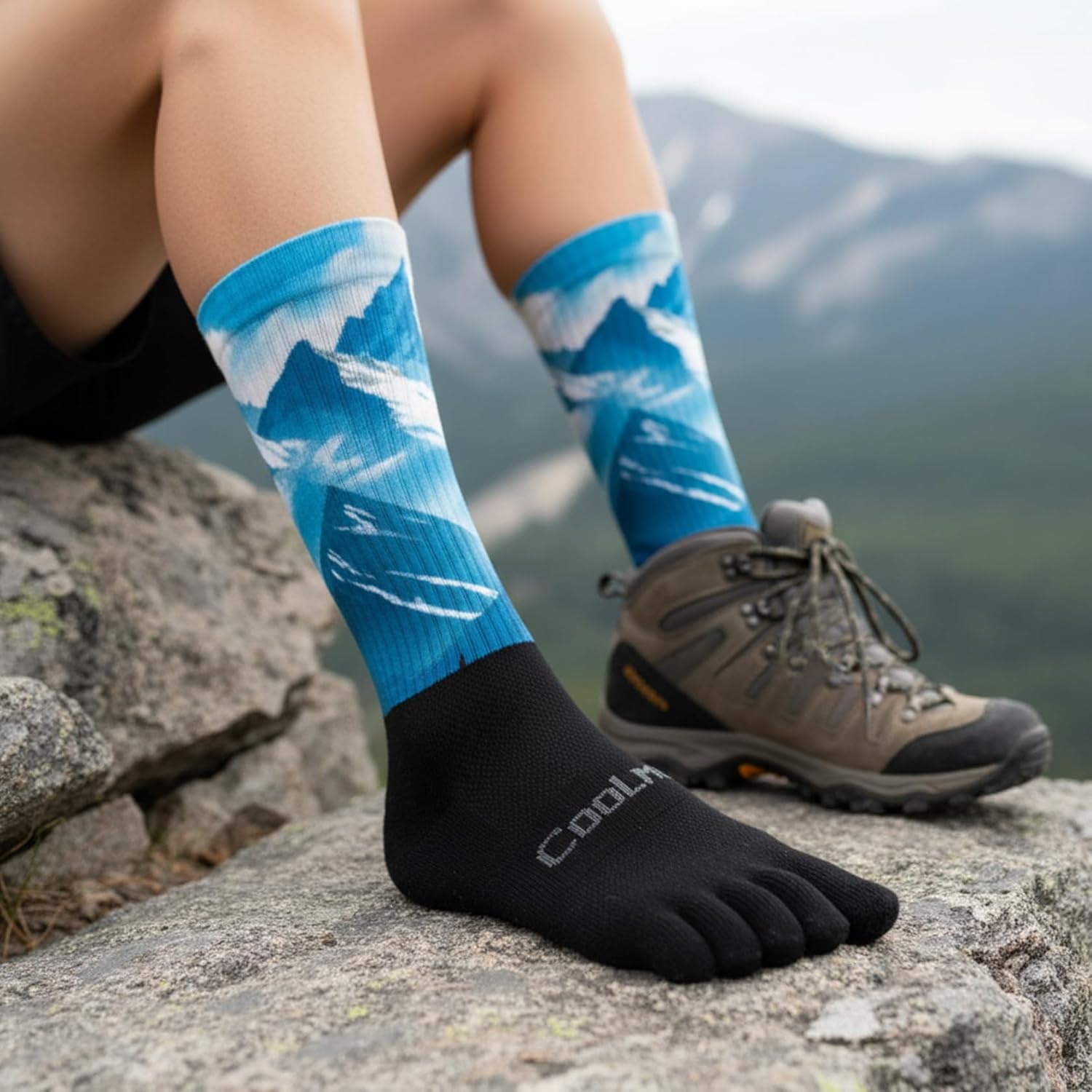 Toe Socks Athletic Cool-max Crew Socks Moisture-Wicking Running Sock with Arch Support, Breathable,Colorful - Image 2