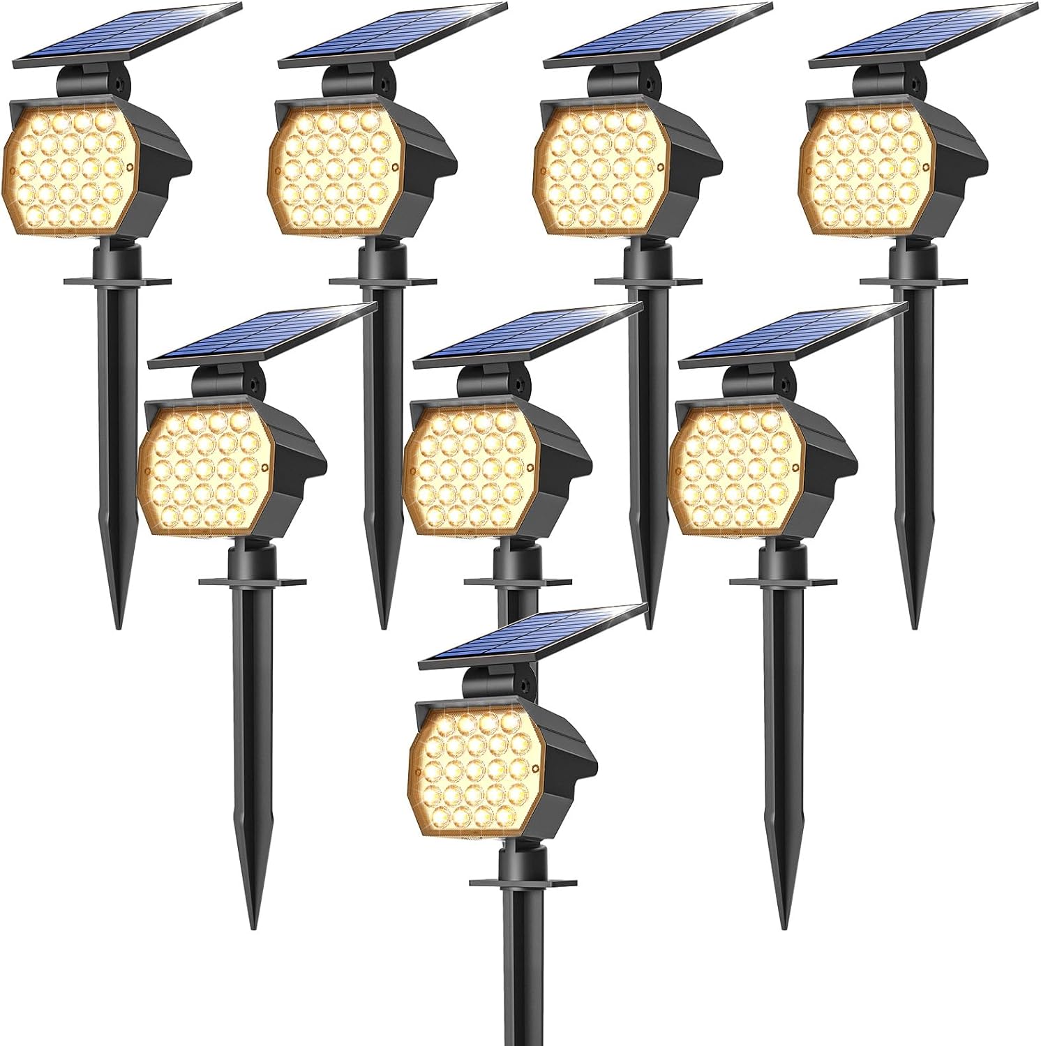 NIORSUN 23-LED Outdoor Solar Spotlight Kit (8 Pack) with 3 Modes
