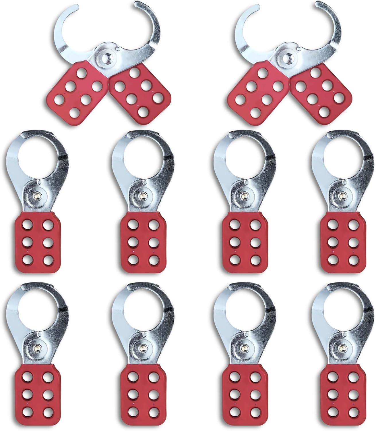 10Pcs Lockout Tagout Hasp, Safety Insulation Padlock Hasp with 6 Holes Interlock, Aluminium Loto Hasp Tag Lock Hasp for Multiple Management (1.5 inch Inside Jaw Diameter)