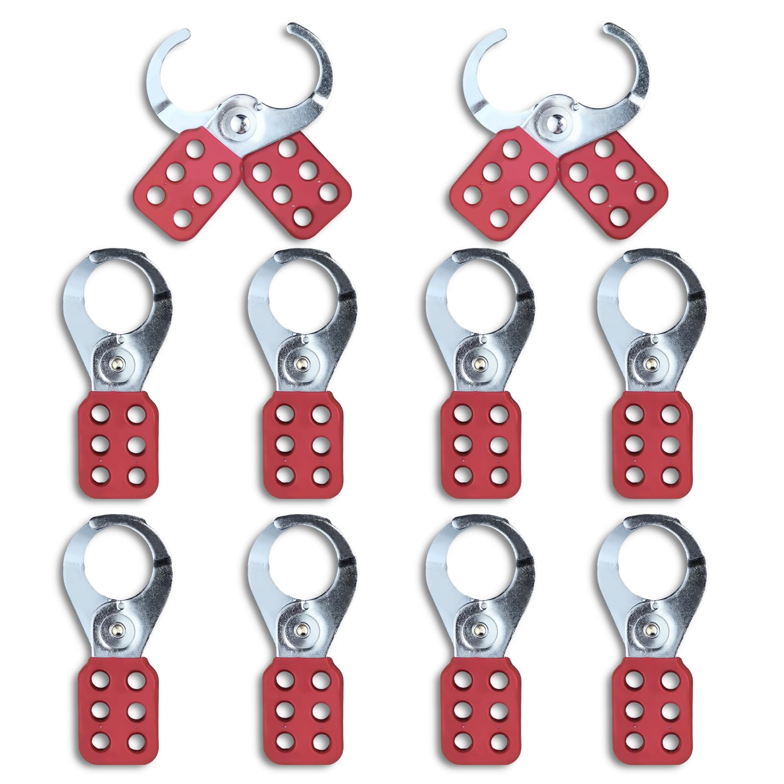 10Pcs Lockout Tagout Hasp, Safety Insulation Padlock Hasp with 6 Holes Interlock, Aluminium Loto Hasp Tag Lock Hasp for Multiple Management (1.5 inch Inside Jaw Diameter)