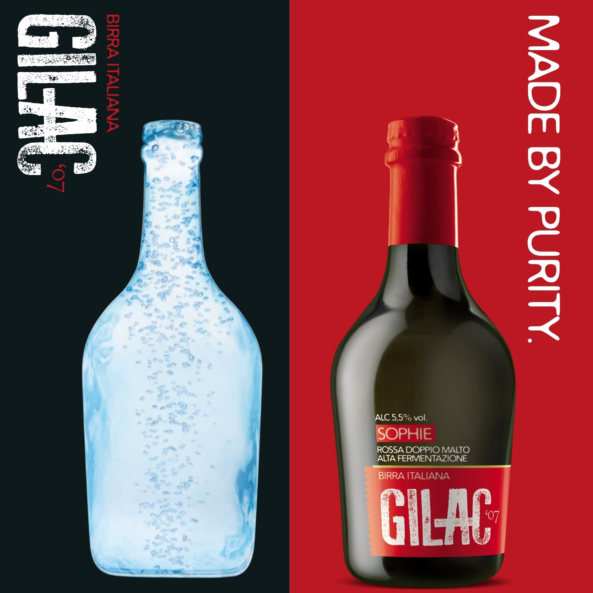 GILAC SOPHIE RED ALE - Birra artigianale Rossa 15 Bottiglie da 33 cl - Birra Rossa Italiana Non Filtrata e Non Pastorizzata, Birre artigianali confezioni regalo - Gradazione Alcolica 5.5% Vol